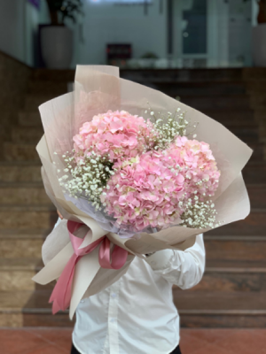 Bó hoa tú cầu màu hồng 3 bông